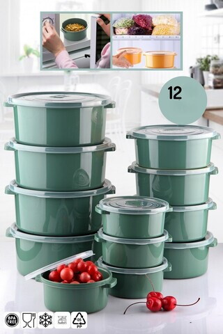 Set recipiente depozitare, Hermia, 639OKK1243, Dimensiune: Diametru: 18 x 7,5 cm / 1000 ml (4 bucăți), Verde