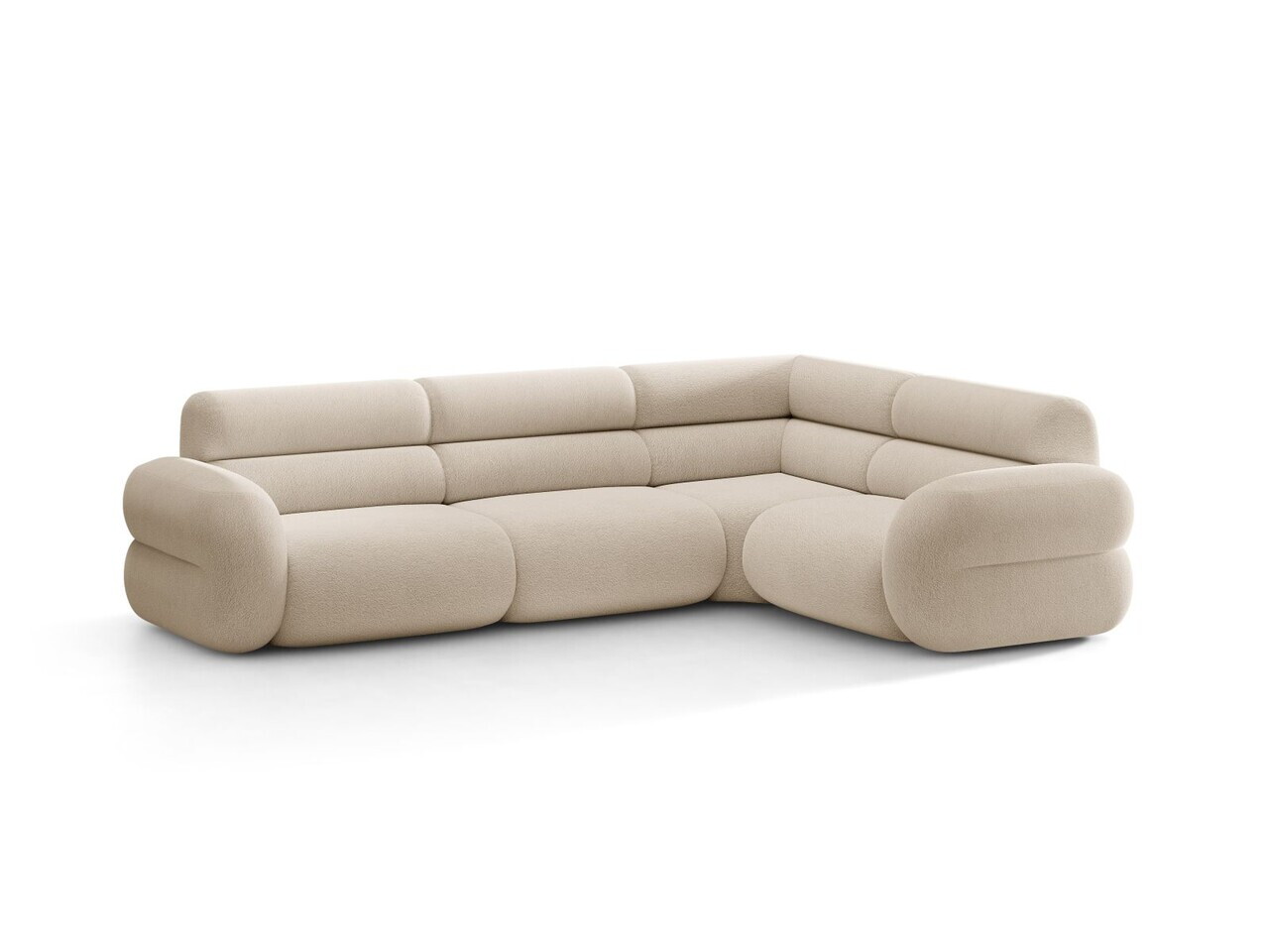 Coltar dreapta 5 locuri, Neo, Micadoni Home, 295x210x83 cm, tesatura Boucle, bej — imaginea 6