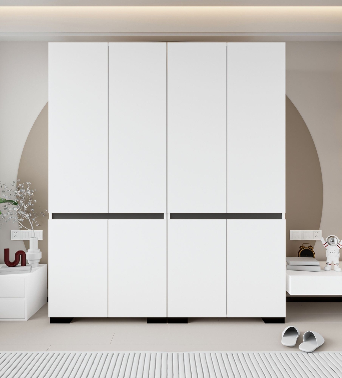 Dulap pentru haine, Hanah Home, Floransa 180, 180x210x52 cm, PAL, Alb / Antracit