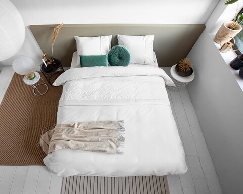 Lenjerie de pat pentru o persoana, Melia White, Royal Textile, 2 piese, bumbac satinat, alb