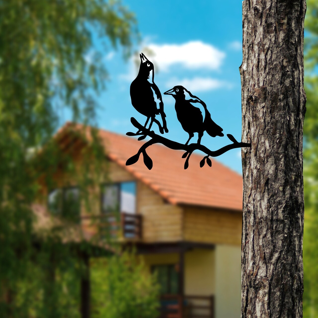 Obiect decorativ de grădină, Bird On The Branch 09, 45x39 cm, Negru - view 2