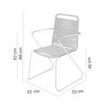 Scaun pentru gradina Antea, 53 x 53 x 88 cm, otel/sfoara, gri deschis