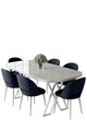 Set masa si scaune (7 piese), Hanah Home, Arvon, Alb / Antracit