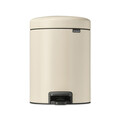 Cos de gunoi cu pedala, Brabantia, NewIcon, 5 L, 27.2x20.5x29.1 cm, otel, bej