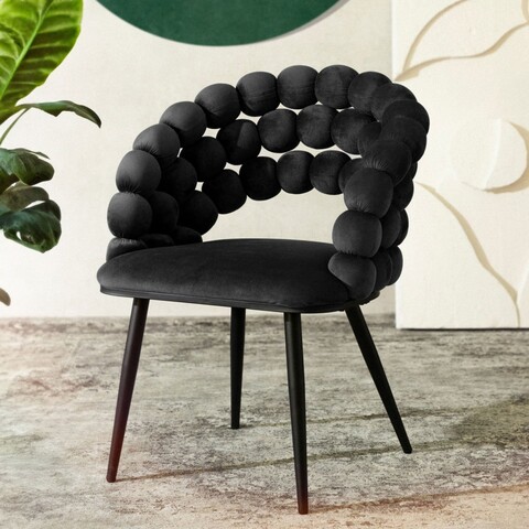 Scaun Bubble, Homla, 61x57.5x81.7 cm, metal/catifea din poliester, negru