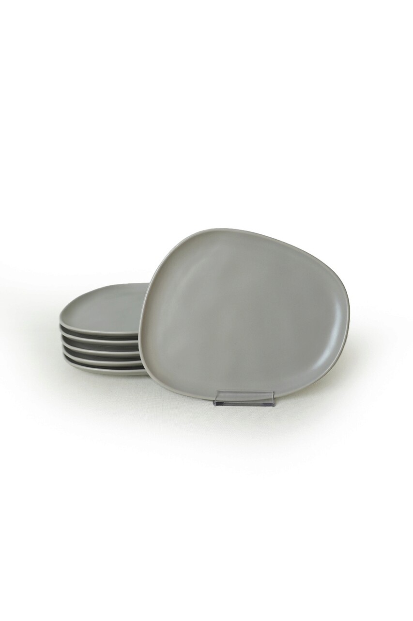 Set platouri servire desert, Keramika, 275KRM2207, Ceramica , Nu absoarbe apa, Gri Mat