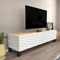 Comoda TV, Retricy, Lerze, 149.2x35x38 cm, PAL, Safir / Alb