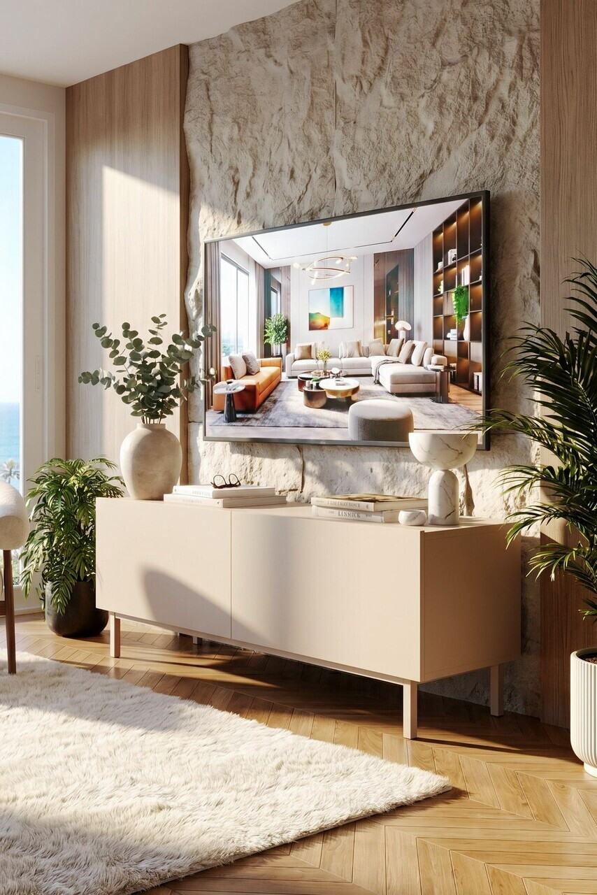 Comoda TV, Hanah Home, Coast, 120x47.3x36.8 cm, PAL, Nisip — imaginea 4