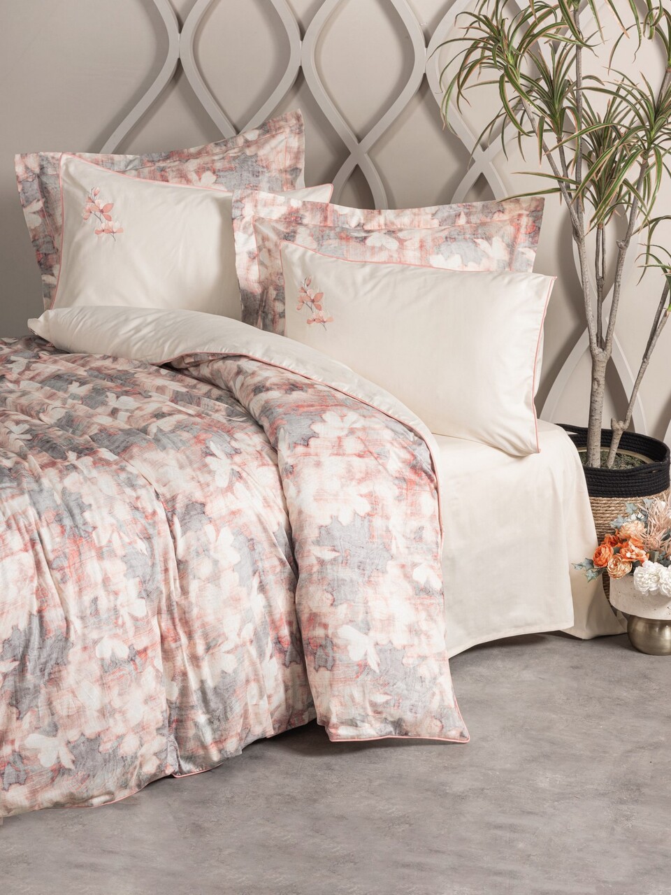 Lenjerie de pat dubla, Layana - Pink, Cotton Box, Bumbac Satinat