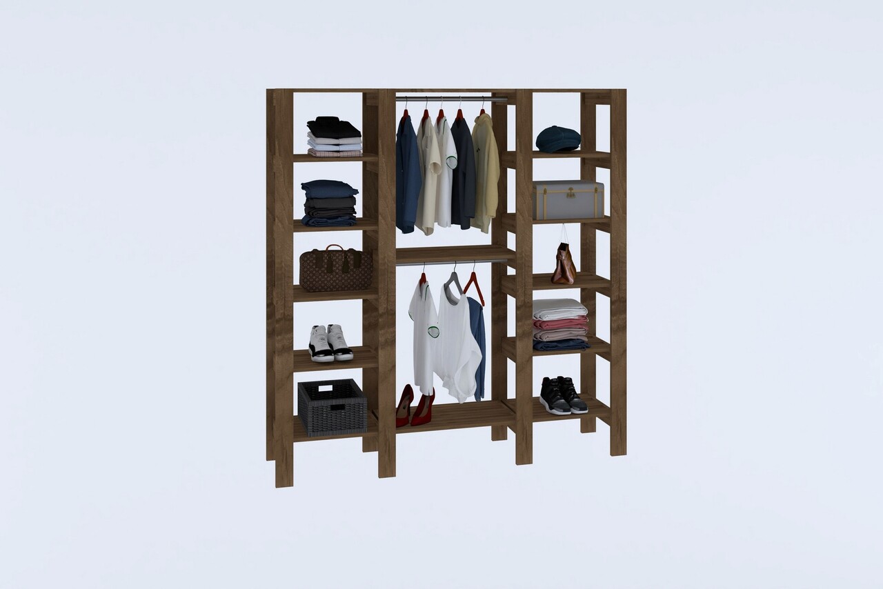 Dulap pentru haine, Puqa Design, City, 161.4x180x33.6 cm, PAL, Maro - 1 | YEO