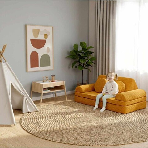 Canapea extensibilă pentru copii, Atelier del Sofa, 326NYR1114, Galben mustar