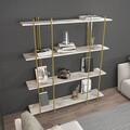Corp biblioteca, Zena Home, Moss, 160x180x29.6 cm, PAL, Alb/Auriu