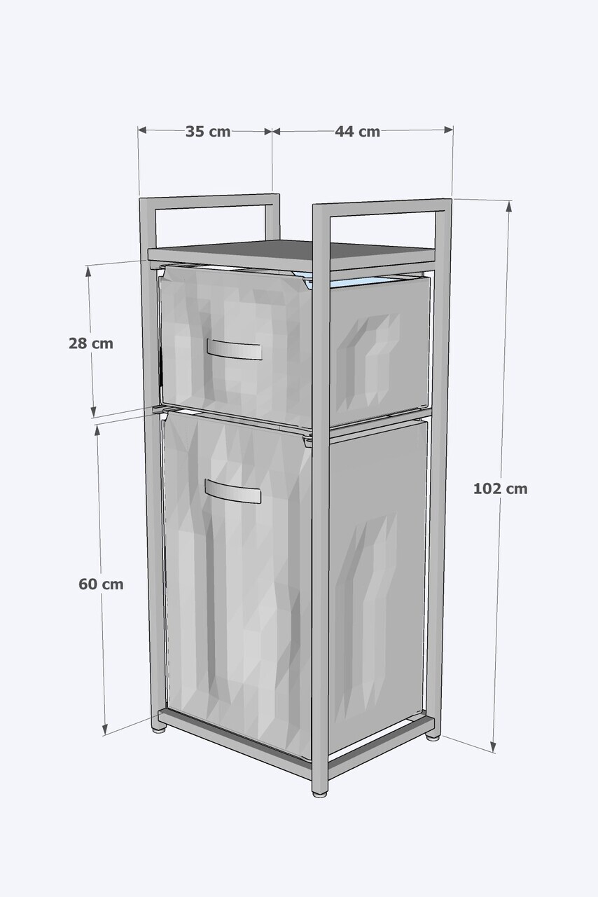 Coș de rufe metalic, Hanah Home, Dh Drawr Box, 44x102x35 cm, Alb — imaginea 3