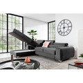 Coltar extensibil stanga 3 locuri ELTAP, LT-04NU, Grayson, 278x205x92 cm, lemn/poliester, gri