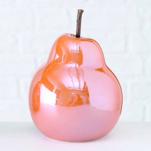 Decoratiune Pear V1, Boltze, 15 cm, portelan, portocaliu Boltze