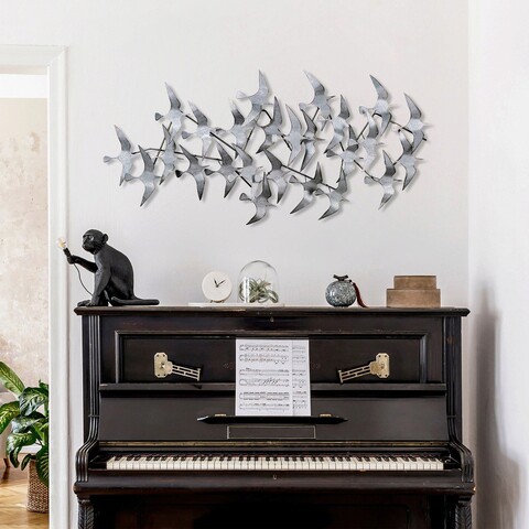 Decoratiune de perete, martılar 3, metal, dimensiune: 124 x 59 cm, multicolor