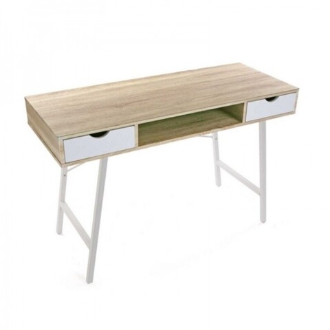 Birou, white, 48 x 76 x 120 cm, mdf/pvc/otel, alb/bej