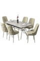 Set masa extensibila si scaune (7 piese), Hanah Home, Nis, Gri / Crom / Crem