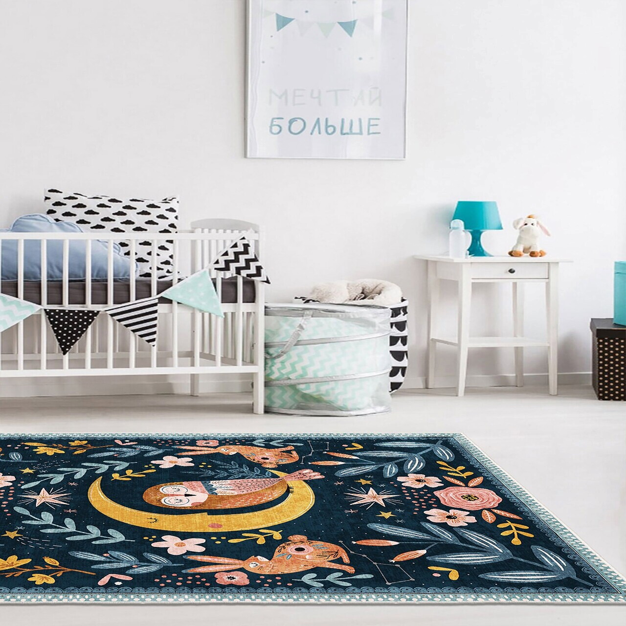Covor, Wookece1694, 120x180 cm, Albastru navy — imaginea 3