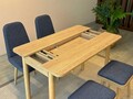 Set masa extensibila si 4 scaune, Vella, Vina Mini 02 1048, PAL, Stejar / Albastru închis