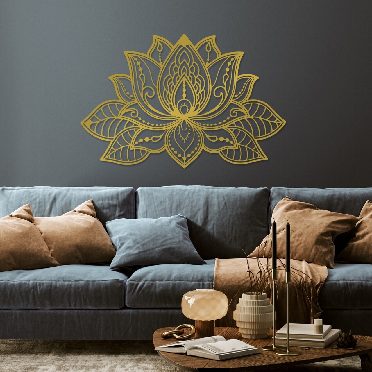 Decoratiune de perete, Lotussa-2, Metal, (Grosime: 1,5 mm), Auriu — imaginea 3
