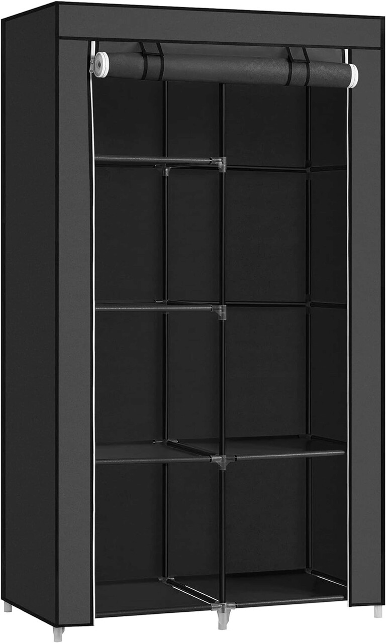 Dulap textil pentru haine Vasagle, 88x45x168 cm, material netesut/metal, negru - 1 | YEO