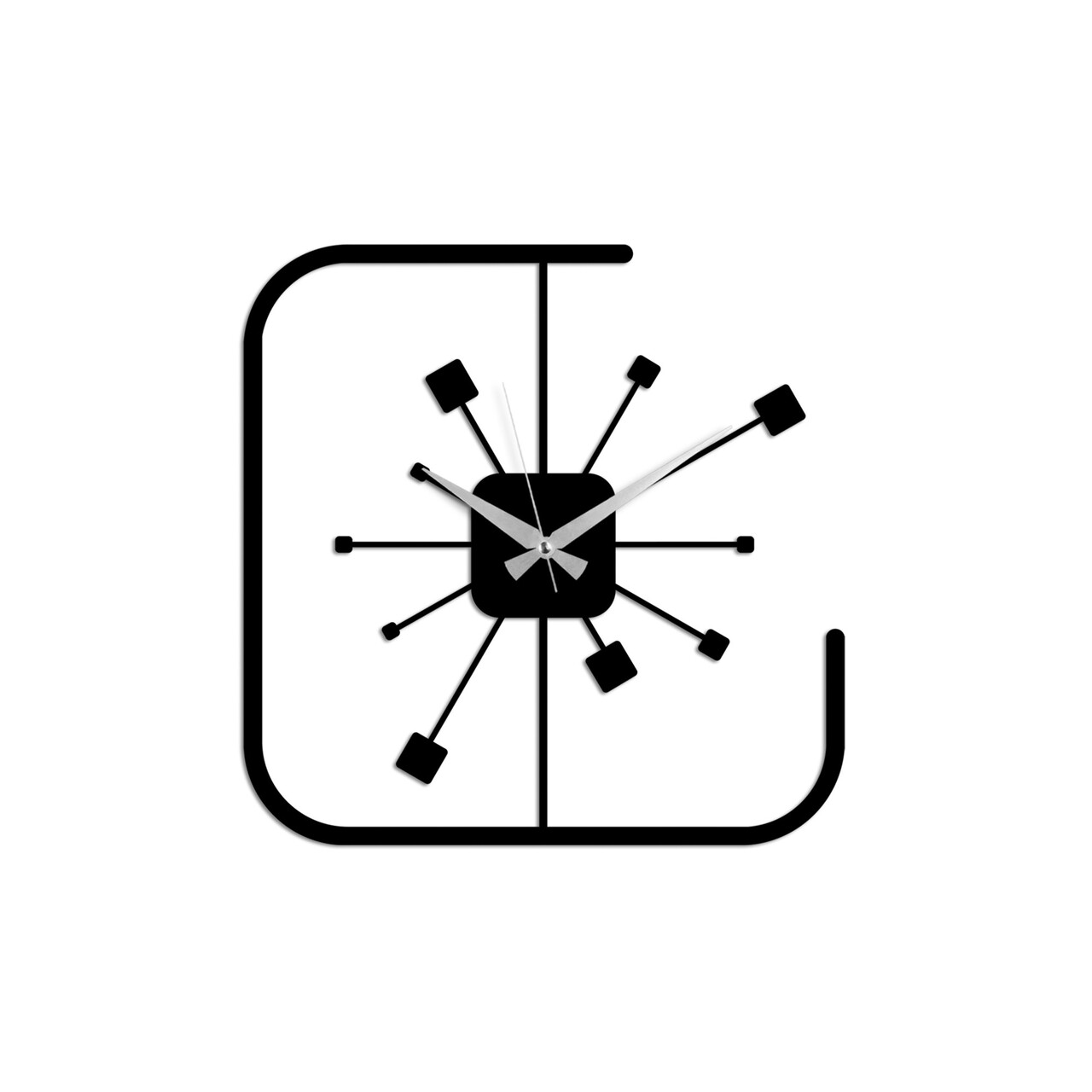 Ceas de perete, Square, Dimensiune: 49 x 49 cm, Negru - view 5