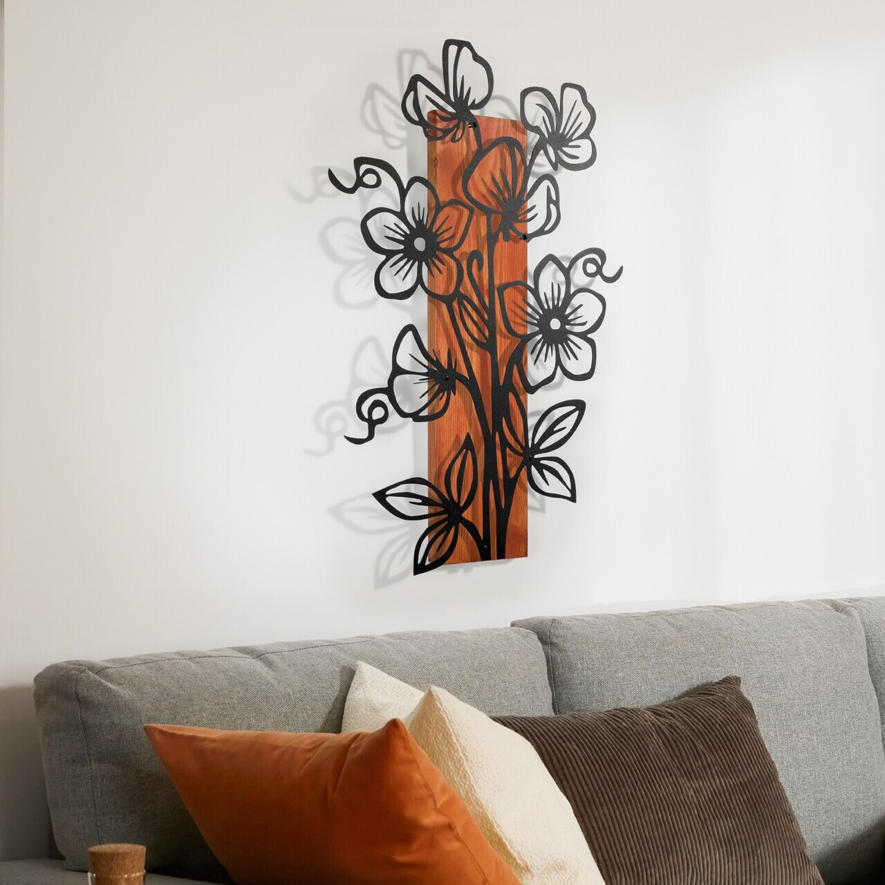 Decoratiune de perete, Fleuria, Cadru: Lemn (Grosime: 2 cm), Roșu/Negru — imaginea 5