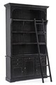 Biblioteca cu scara Jefferson, Bizzotto, 143.5x40.6x233.7 cm, lemn de mango, negru