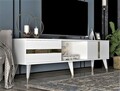 Comoda TV, Olivia, Vania, 150x29.6x50 cm, PAL , Alb/Auriu