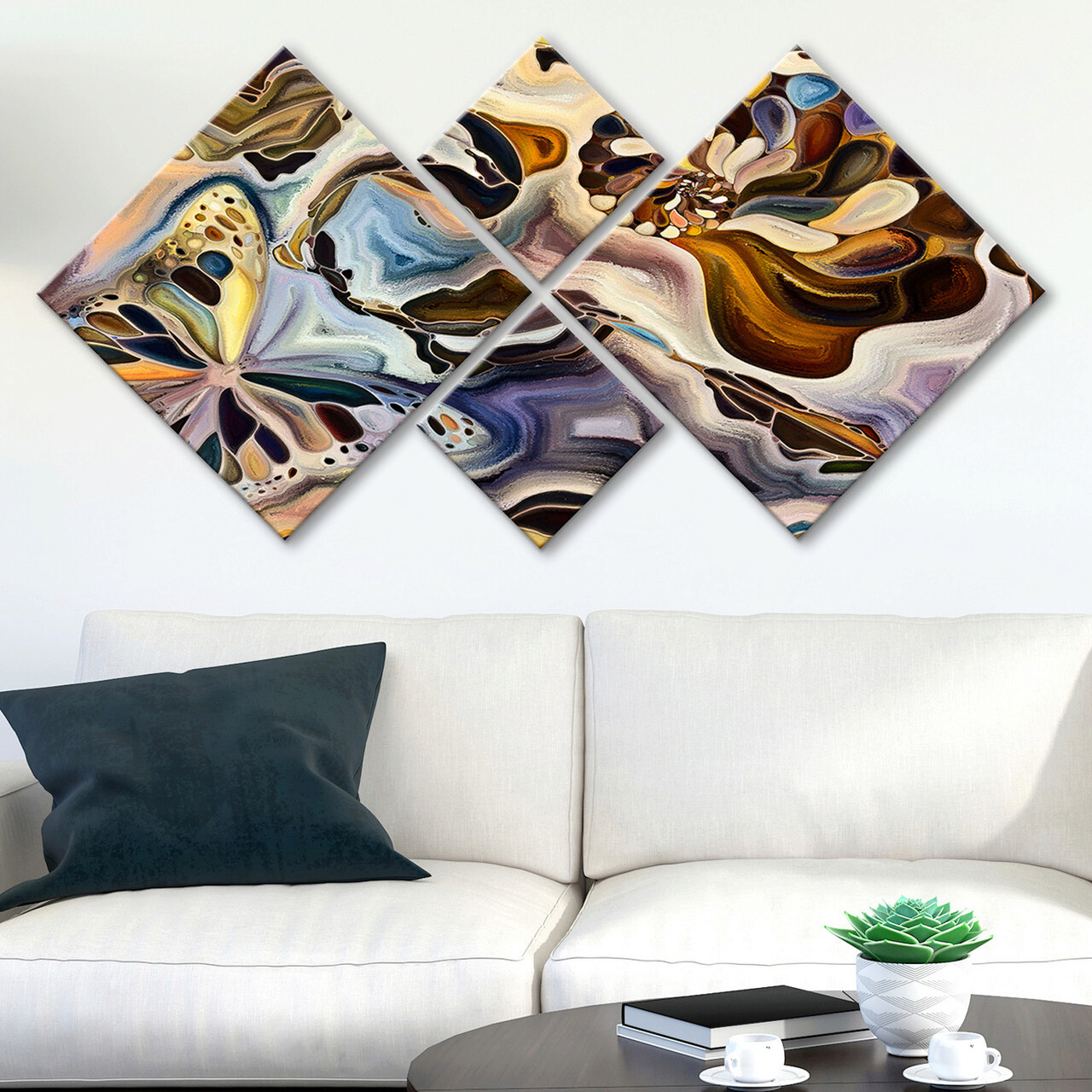 Set 4 tablouri decorative, 4MDF1302490105, MDF, Imprimat UV, Multicolor