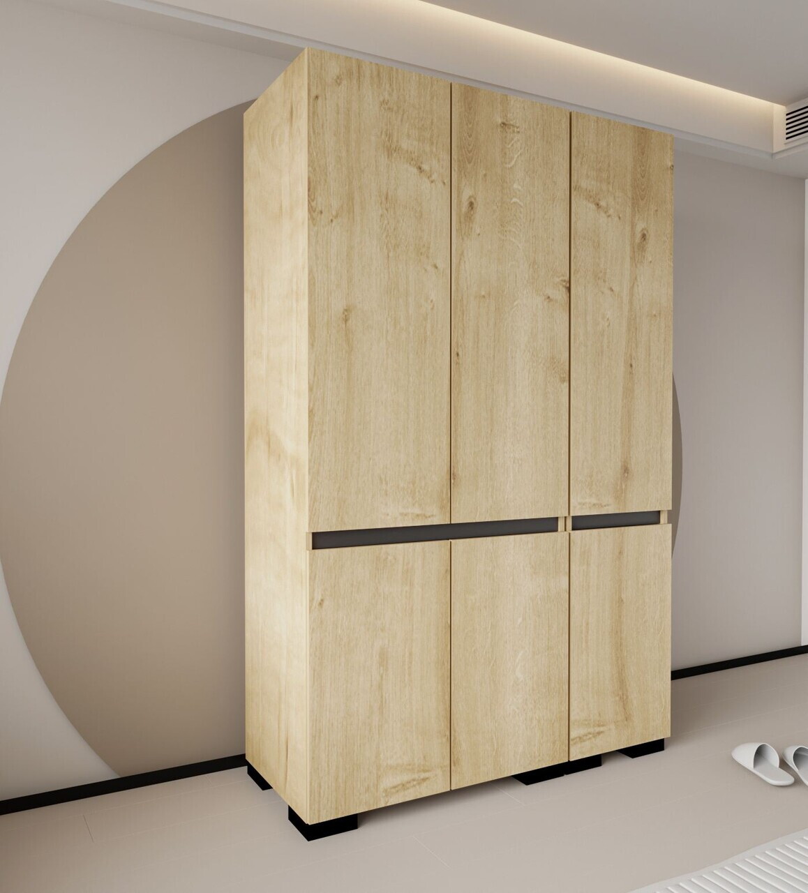 Dulap pentru haine, Hanah Home, Floransa 135, 135x210x52 cm, PAL MELAMINAT, Stejar safir / Antracit — imaginea 2