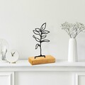 Decoratiune, Sapling, 28x8x17 cm, Metal, Lemn/Negru