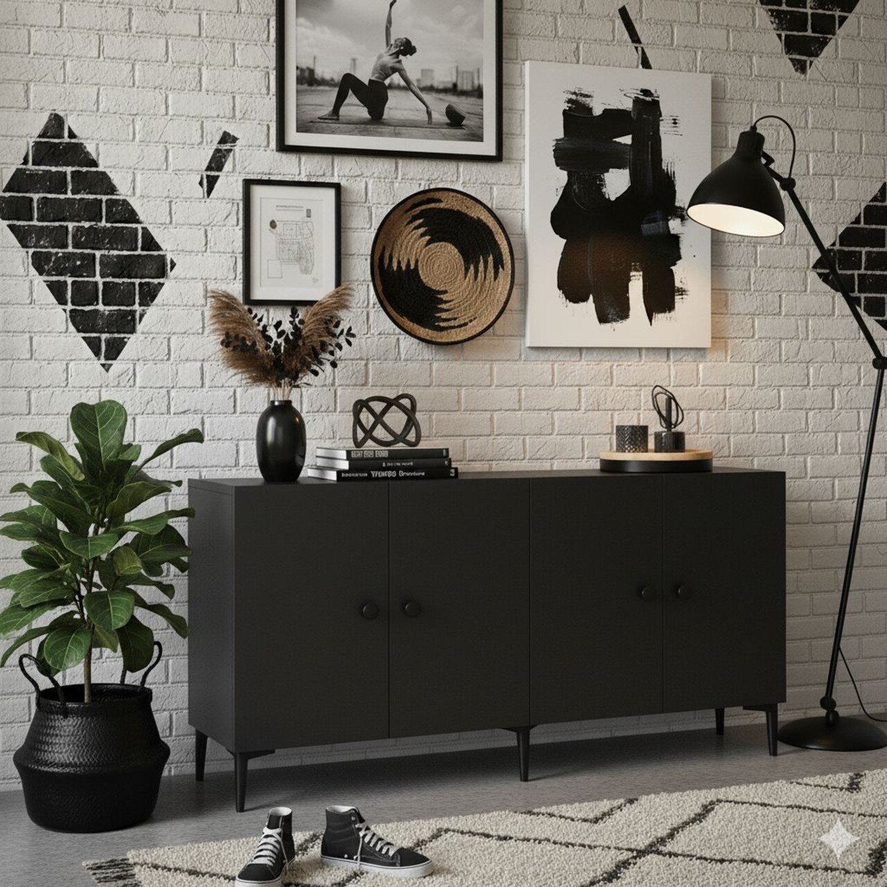 Consola, Hanah Home, Pella 150, 150x75x32 cm, Antracit - view 3