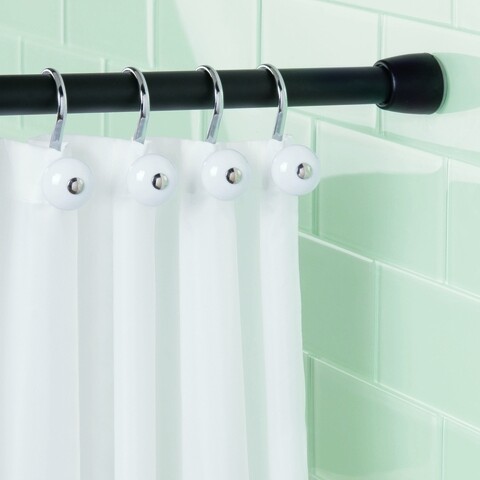 Bara telescopica pentru perdea de dus Cameo L, iDesign, 127-221 cm, inox, negru mat