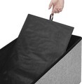 Bancheta cu spatiu pentru depozitare Songmics, 76 x 38 x 38 cm, pliabila, imitatie in/MDF, gri deschis