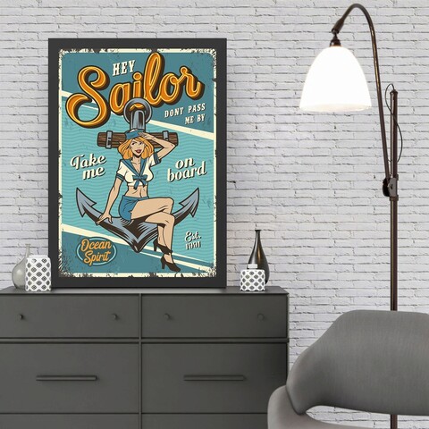 Tablou decorativ, Sailor (55 x 75), MDF , Polistiren, Multicolor Colton