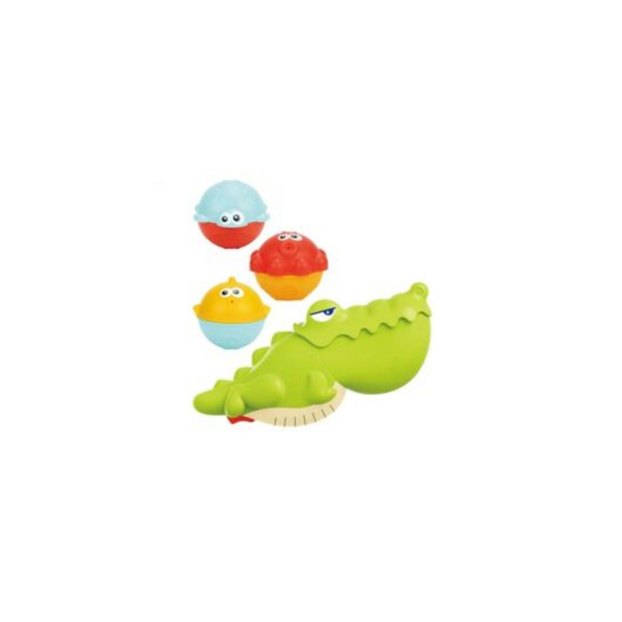 Set jucarii de baie crocodil cu accesorii, Bath Toys, HE0263, 12M+, plastic, multicolor