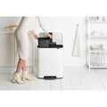 Cos de gunoi cu pedala, Brabantia, Bo Pedal, 2x30 L, 36.3x54.1x65.2 cm, otel, alb