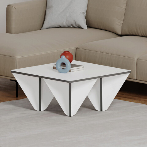 Masuta de cafea, decortie, diamond, 80x37.8x80 cm, alb / antracit