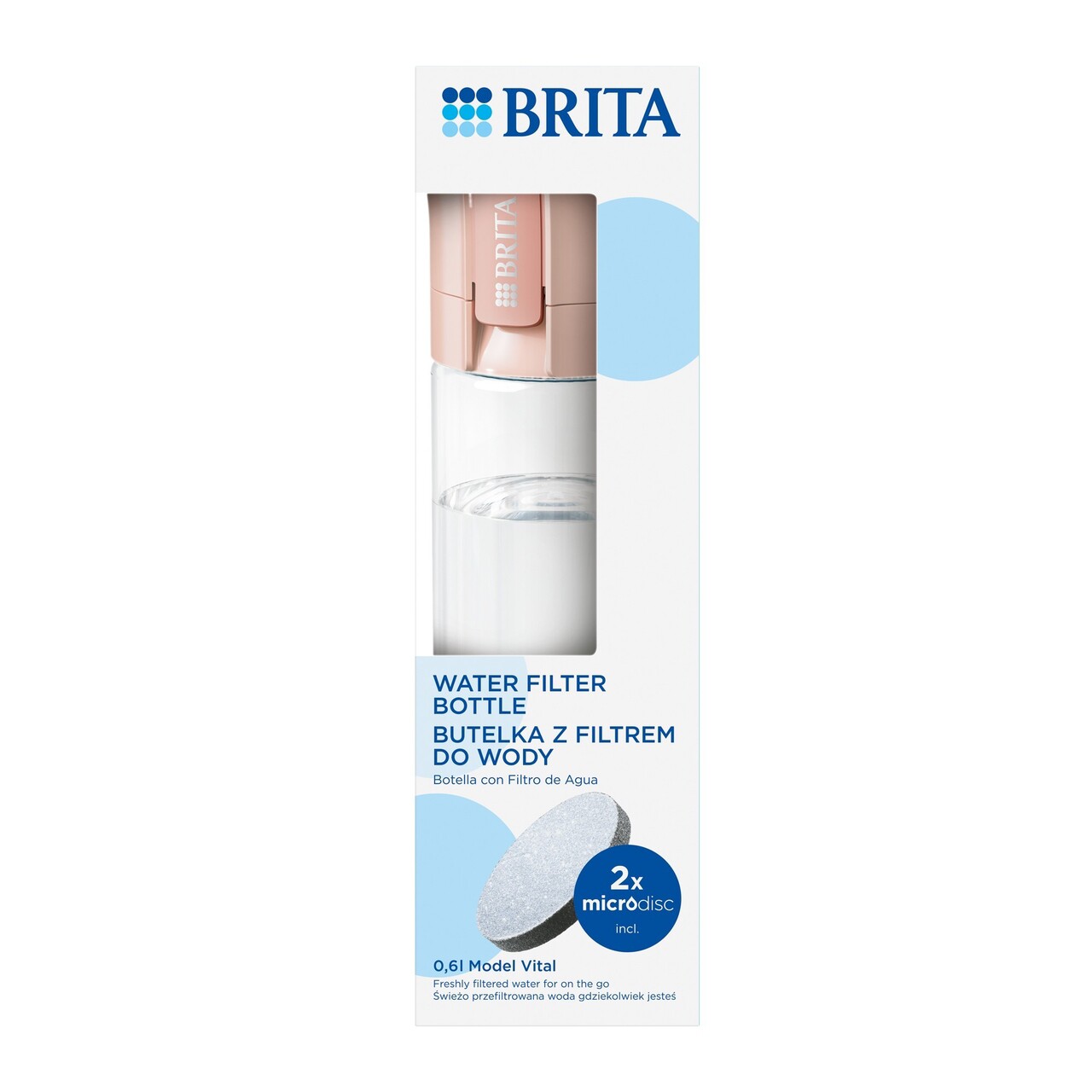 Sticla filtranta BRITA Vital 600 ml (Apricot) + 2 filtre MicroDisc - imagine 10