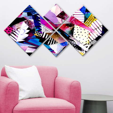Set 4 tablouri decorative, 4mdf638716753, mdf, imprimat uv, multicolor