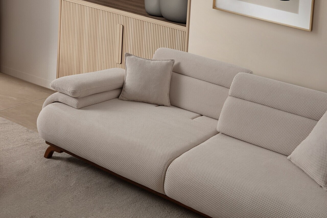 Canapea 3 locuri, Atelier del Sofa, 752EST1145, Lemn de carpen/PAL melaminat, Bej - view 7