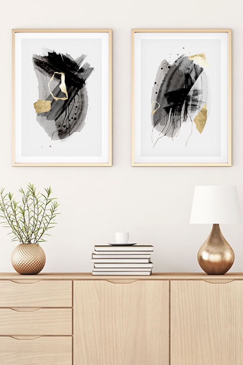 Set 2 tablouri decorative Huhu26 Cadru: 100% LEMN MASIV (Grosime: 25 cm) Multicolor