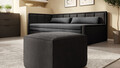 Canapea extensibila brat stanga 3 locuri, ELTAP, Fulgeo, 214x82x77 cm, lemn/catifea din poliester, gri inchis