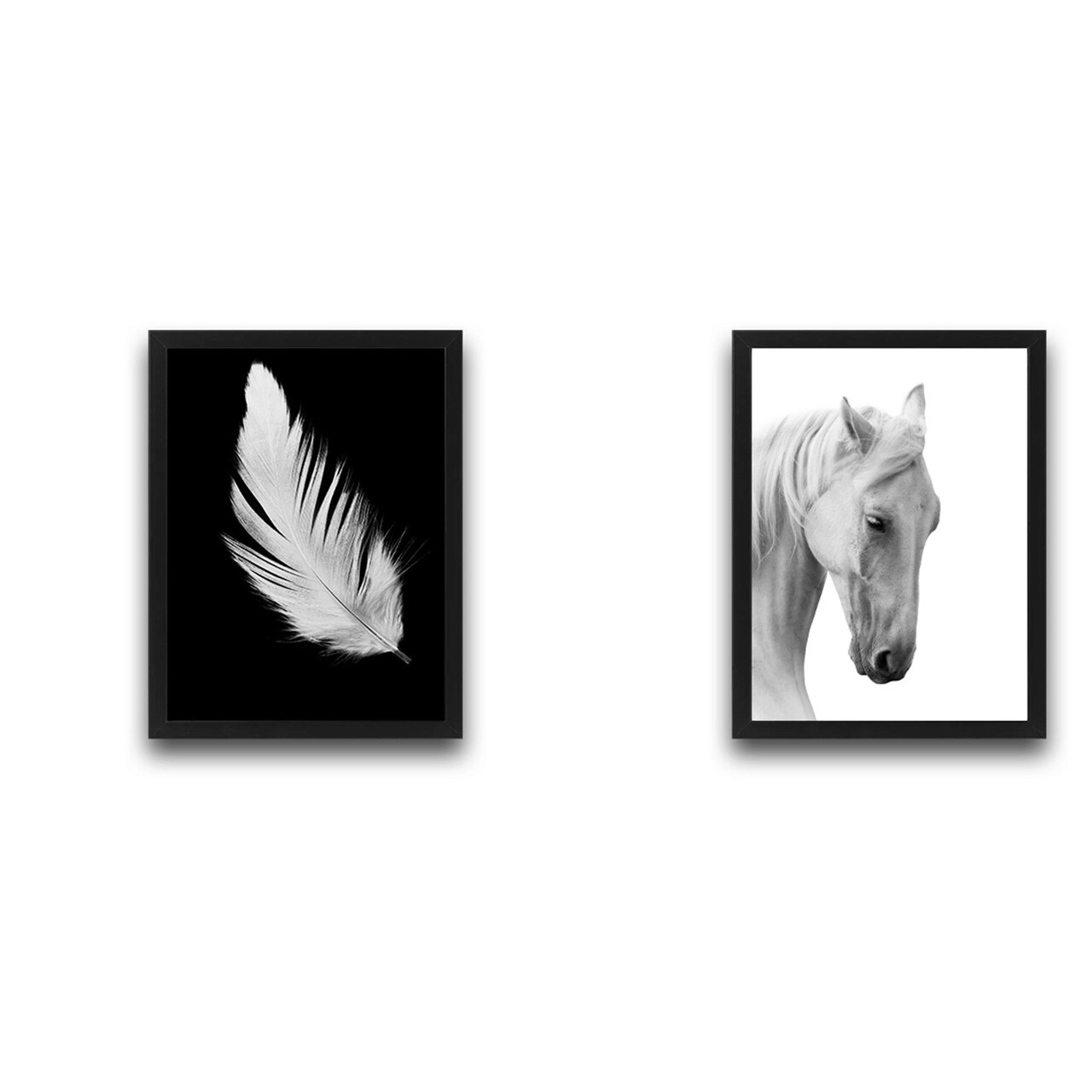 Set 2 tablouri decorative, White Feather Horse Set, PAL, Hartie, Multicolor - 1 | YEO