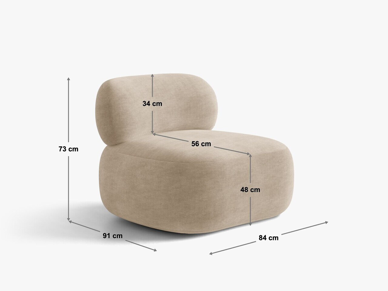Fotoliu rotativ, Aura, Micadoni Home, 84x91x73 cm, tesatura Chenille, maro cherrywood — imaginea 3