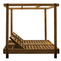 Sezlong tip pat dublu / pat de zi Dual, Pakoworld, 173x205x196 cm, lemn de fag, natural