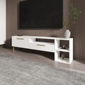 Comoda TV, Inarch, Parion, 150x47x35 cm, PAL, Alb/Auriu