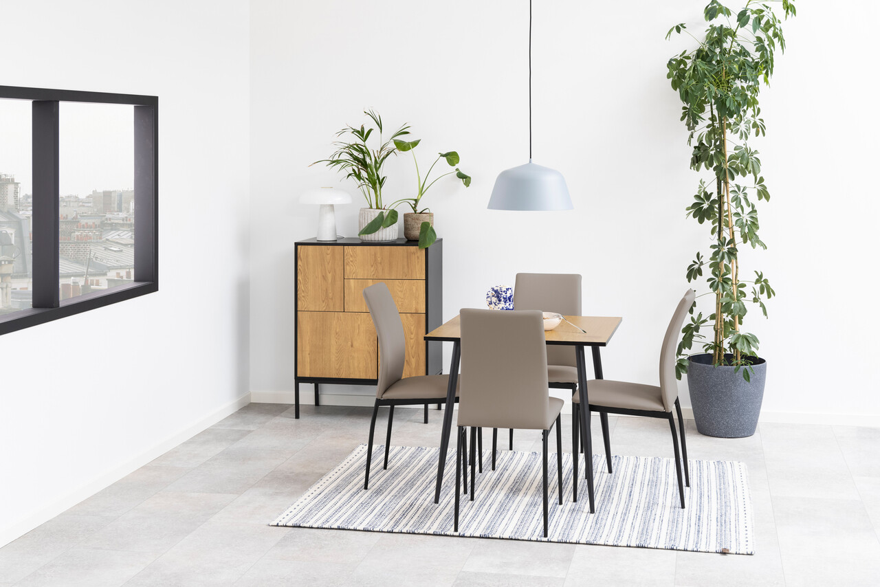 Scaun Demina, Actona, 43.5x53x92 cm, piele ecologica/otel, grej - view 3